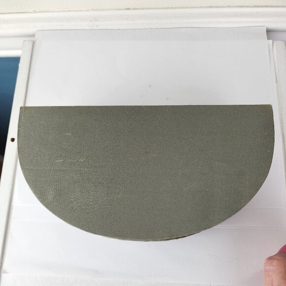 Pearled Half Moon Gray Jewelry Box Partitioned Mirrored - Picture 3 of 4
